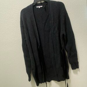 Black Sweater Cardigan with ribbon belt